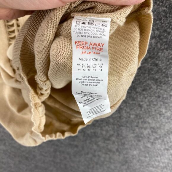 New PRETTYLITTLETHING Dress Women 10 Beige Sheath Midi Crew Neck Sleeveless - Picture 8 of 12